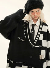 Random code sweater cardigan oversize